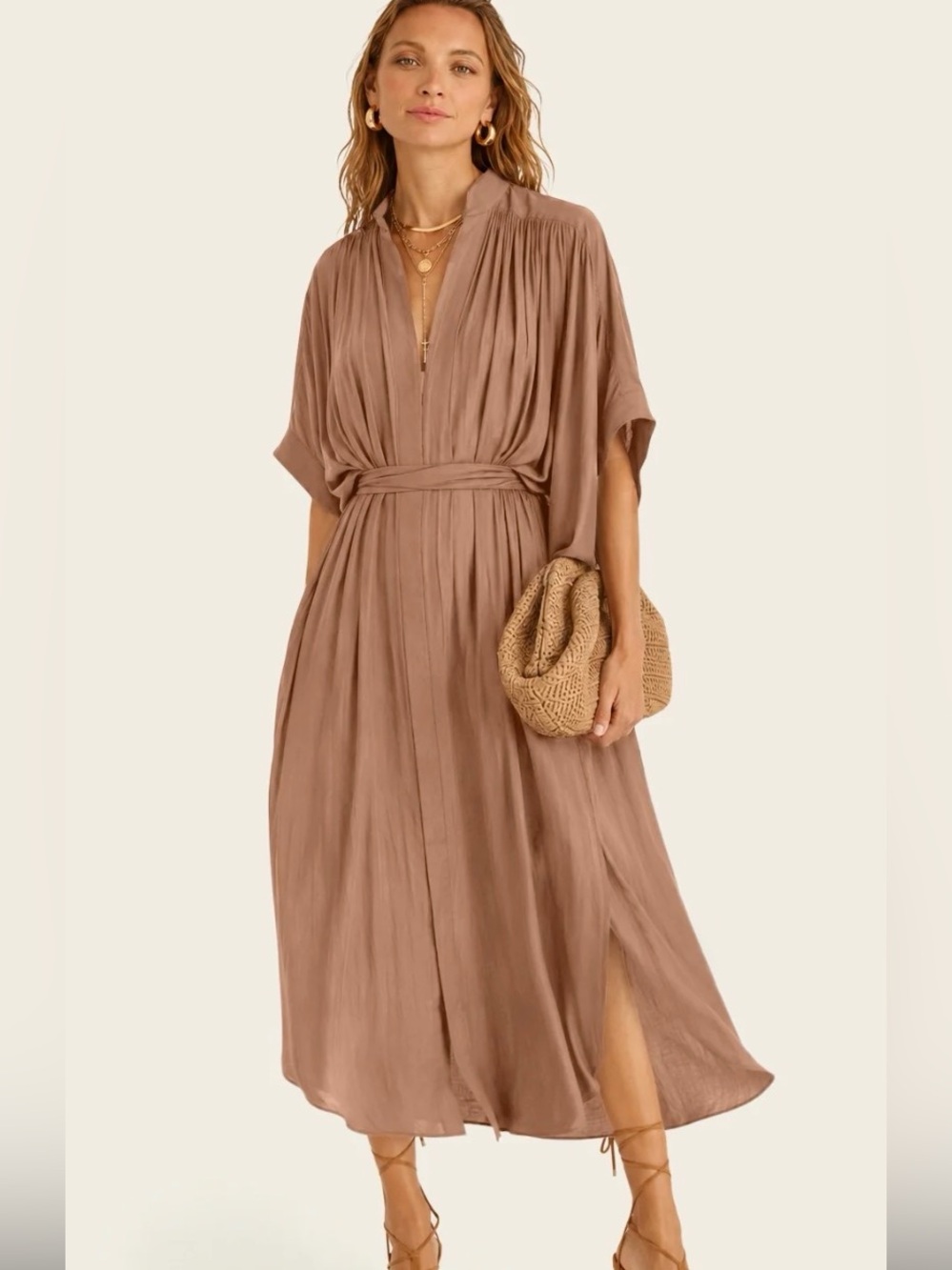 Ever By X | ONE Dress Project in chai Chameau Midi multi wear made in Australia
